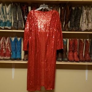 Elegant Red Sequince Duster XL